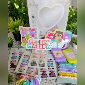 Butterfly Heart-Shaped LED Mirror Hair Tyes Hair Clips Stickers ECT. 88pcs Bundl